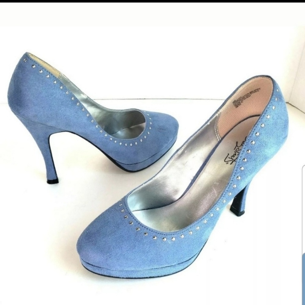 Platform heels blue studded 9.5 - Picture 2 of 4
